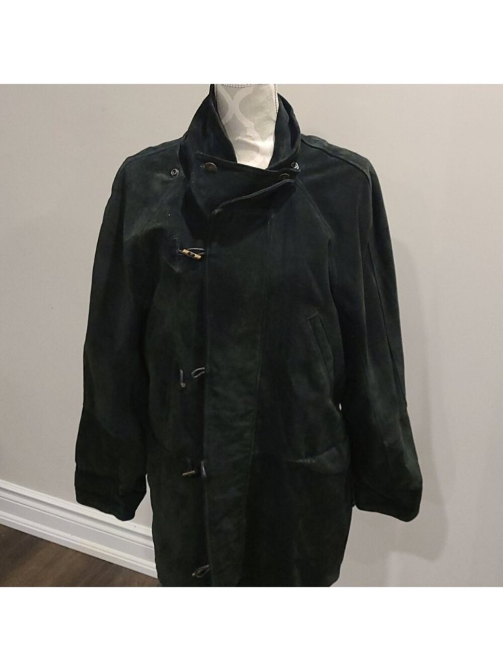 Vera pelle vintage emerald green heavy suede coat